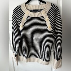 NWT J. Crew Navy and Cream Striped Sweater Medium